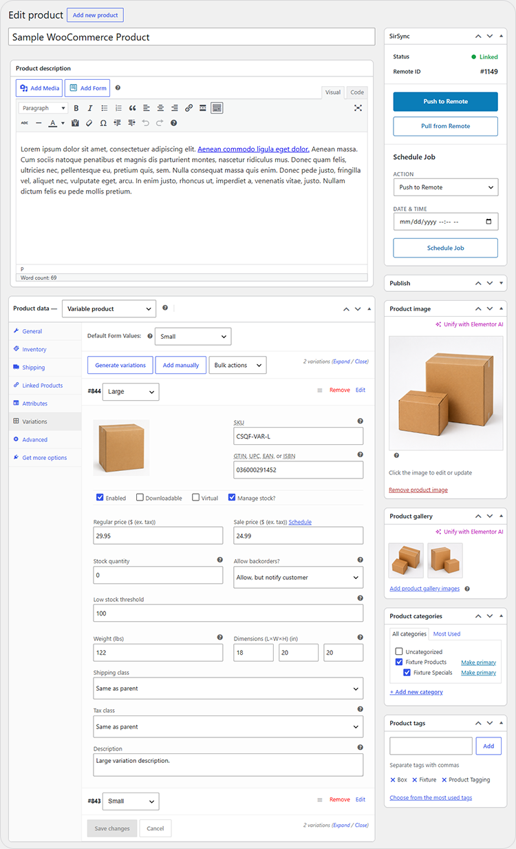 WooCommerce Admin with SirSync